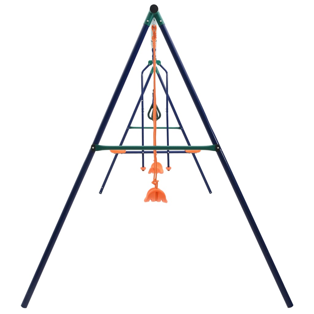 Vidaxl swing set con anillos de gimnasia y 4 asientos de acero