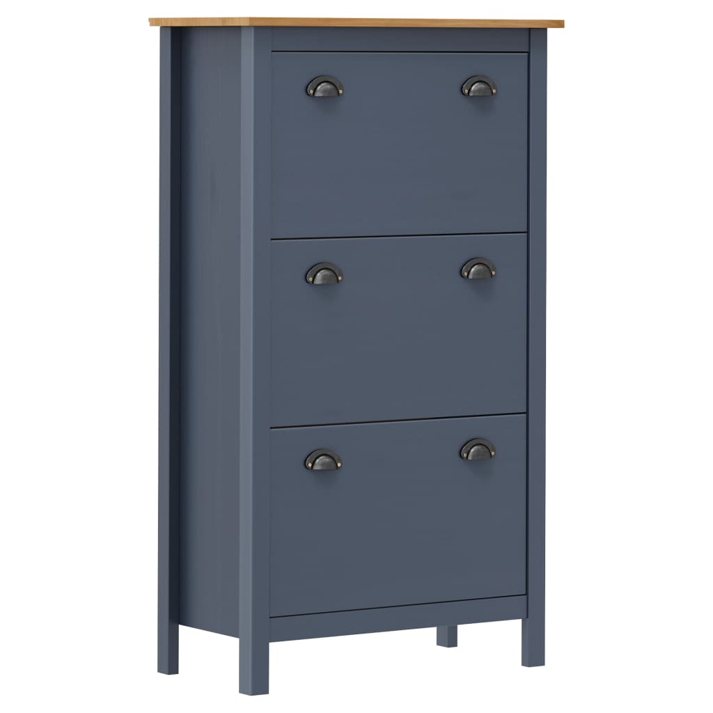 Vidaxl Shoe cabinet Hill 72x35x124 cm Solid pine Gray