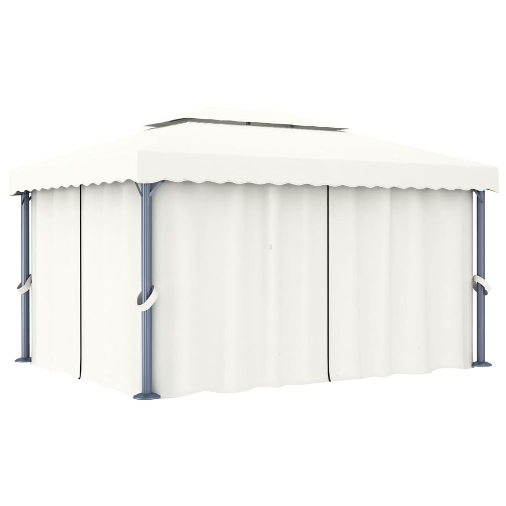 Vidaxl Arbor z zasłoną 4x3 m aluminiową krem ​​w białym