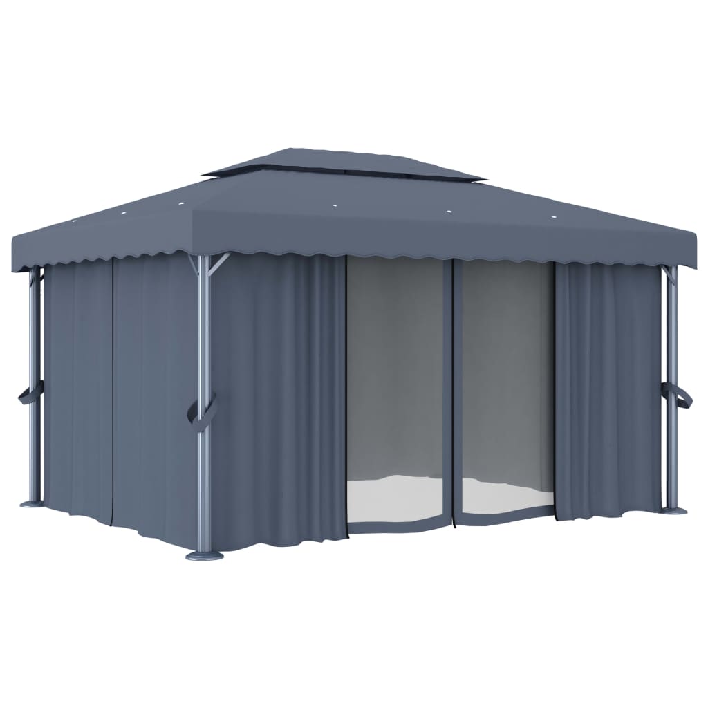 Vidaxl Arbor med gardin 4x3 M aluminium Antracitt