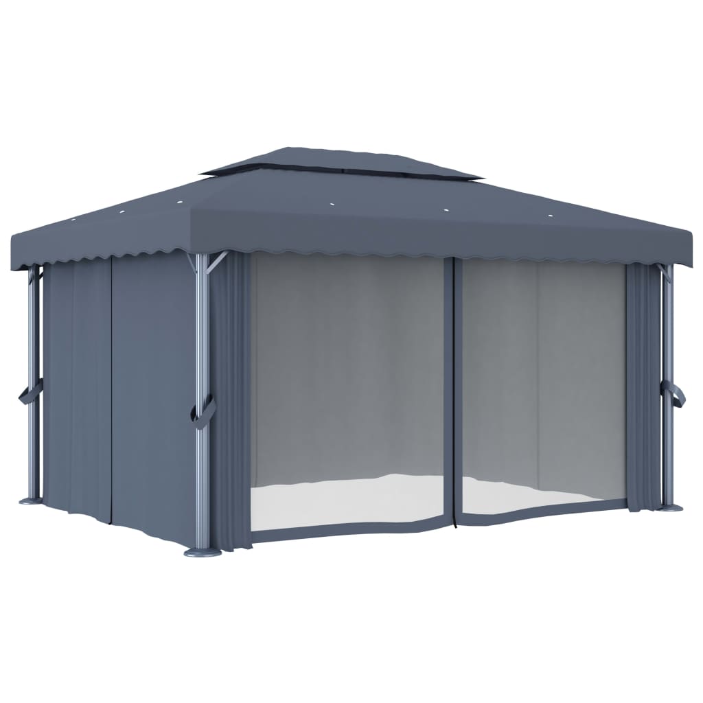 Vidaxl Arbor med gardin 4x3 M aluminium Anthracite