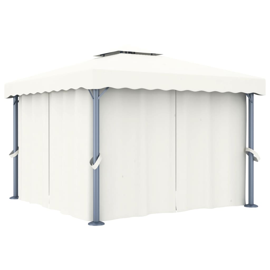 Arbor Vidaxl con cortina de 3x3 m de aluminio crema blanca