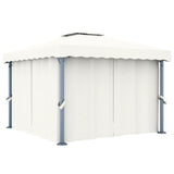 Arbor vidaxl avec rideau 3x3 m aluminium crème blanche