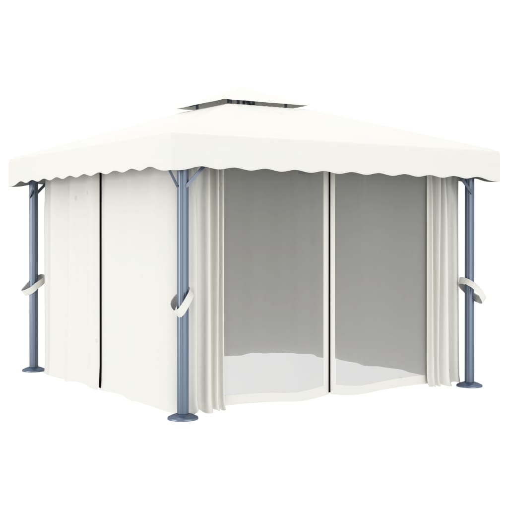 Vidaxl Arbor z zasłoną 3x3 m aluminiowy krem ​​w kolorze białym