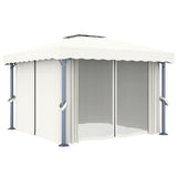 Arbor Vidaxl con cortina de 3x3 m de aluminio crema blanca