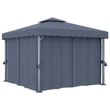 Arbor vidaxl avec rideau de 3x3 m en aluminium anthracite