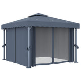 Vidaxl Arbor med gardin 3x3 m aluminiumantracit