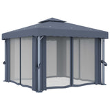 Vidaxl Arbor med gardin 3x3 m aluminiumantracit