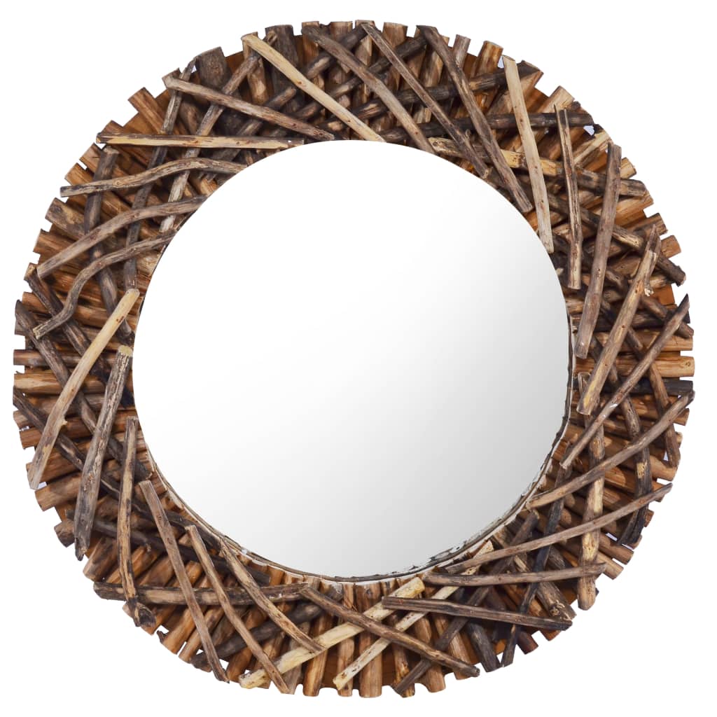 Vidaxl Wall Mirror kolem 60 cm teakové dřevo