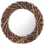 Vidaxl Wall Mirror kolem 60 cm teakové dřevo