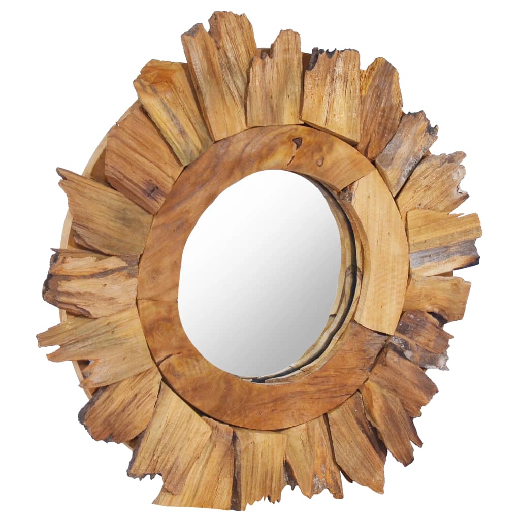 Vidaxl Wall mirror around 40 cm teak wood