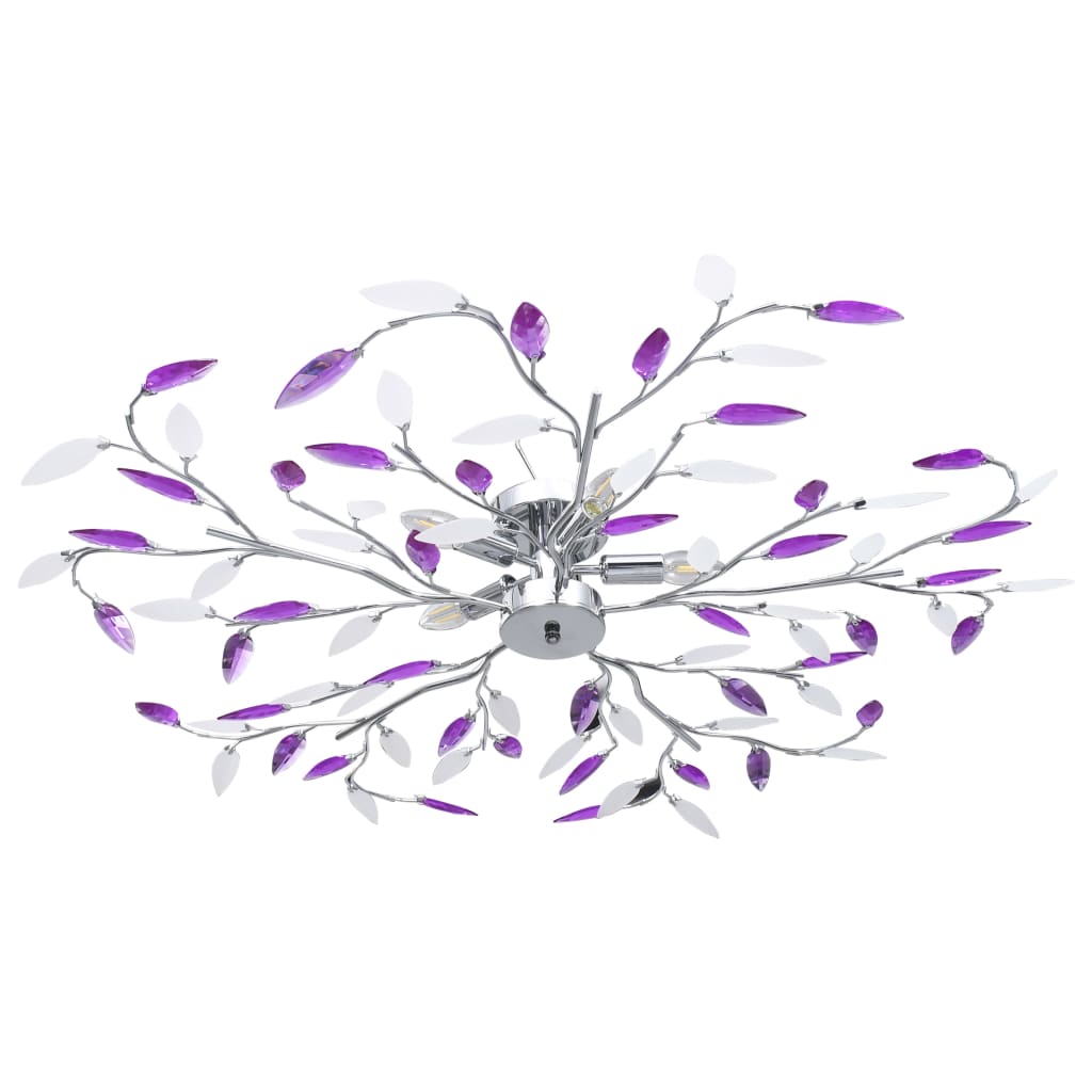 Vidaxl ceiling lamp with acrylic crystal leaf arms for 5xe14 purple