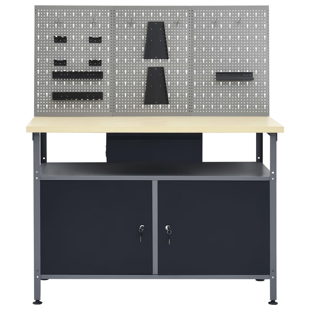 Vidaxl Workbench con tres paneles de pared