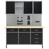 Vidaxl Workbench with four wall panels and two cupboards