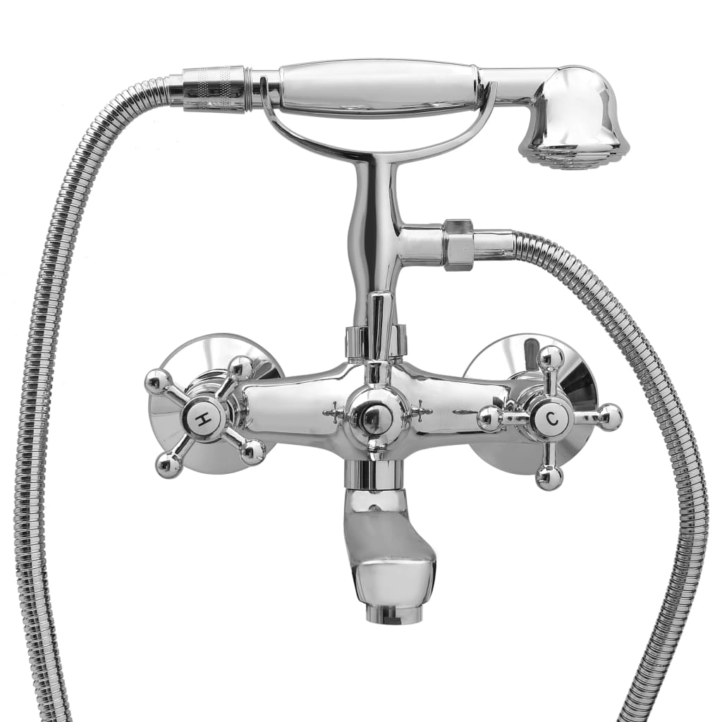 Vidaxl Bath Tap Two -Buttons og hånddusjkrom