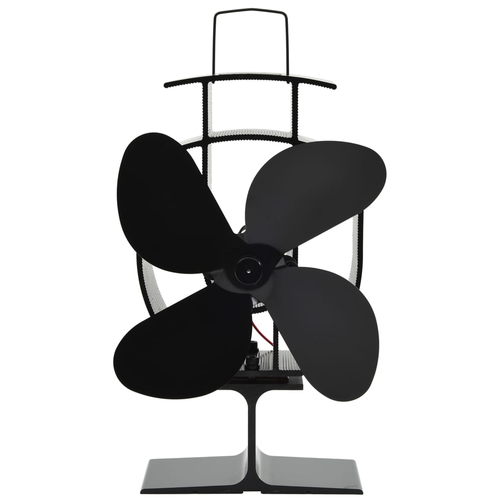 Vidaxl Stove Fan z 4 płetwami czarnymi