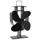 Vidaxl Stove Fan z 4 płetwami czarnymi