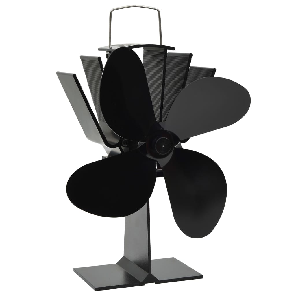 Vidaxl Stove Fan z 4 płetwami czarnymi