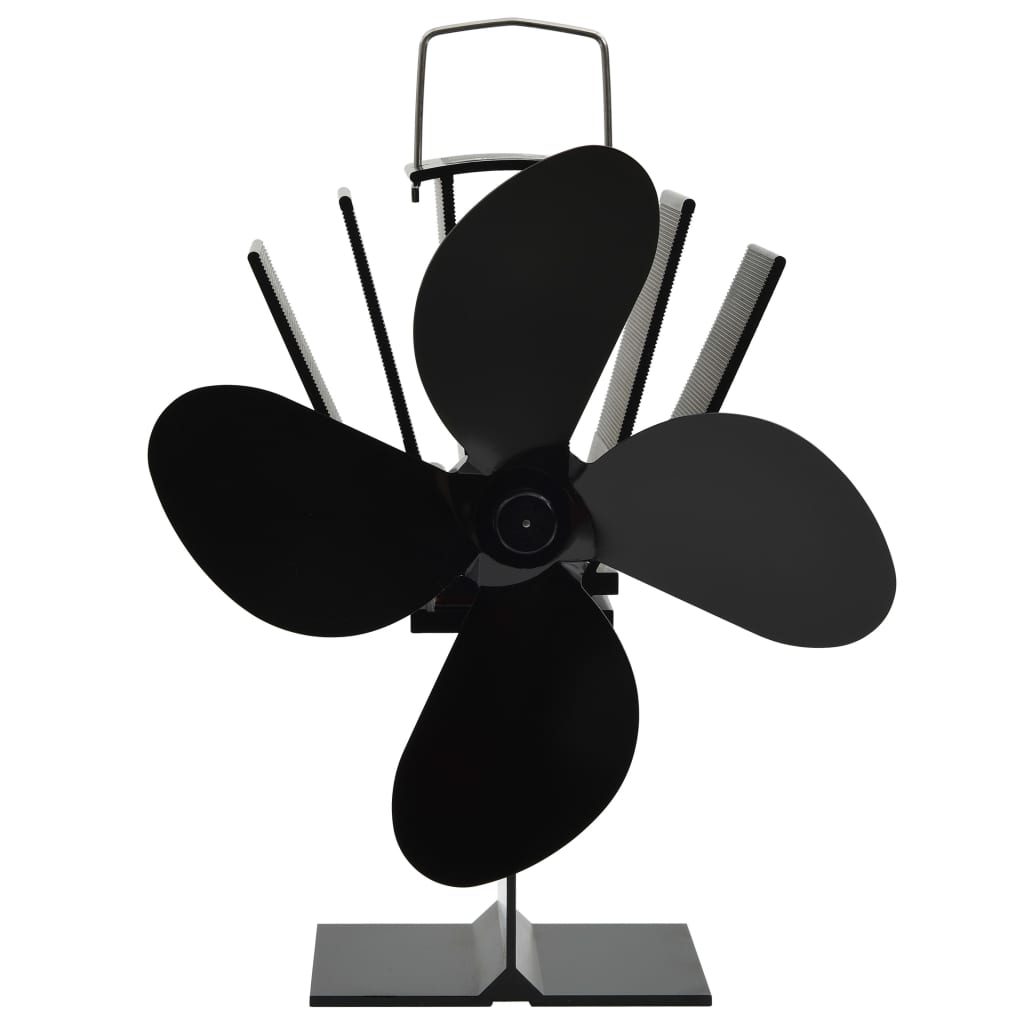 VidaXL stove fan with 4 fins Black