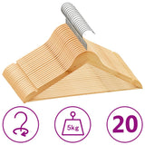 Vidaxl de 20 piezas colgador de ropa antideslizante de madera dura