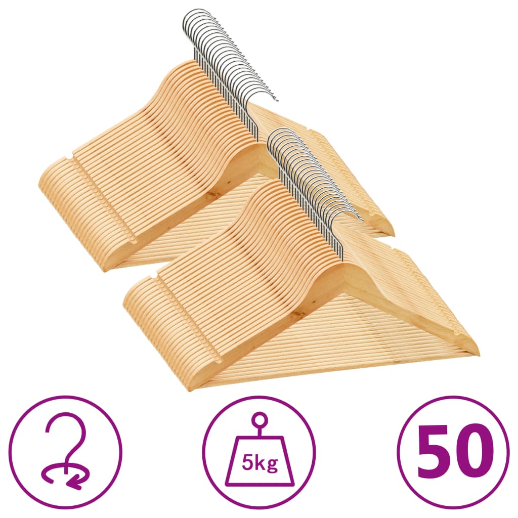 Vidaxl 50-Stéck Kleedung Hanger Set Anti-Rutsch Hardwood