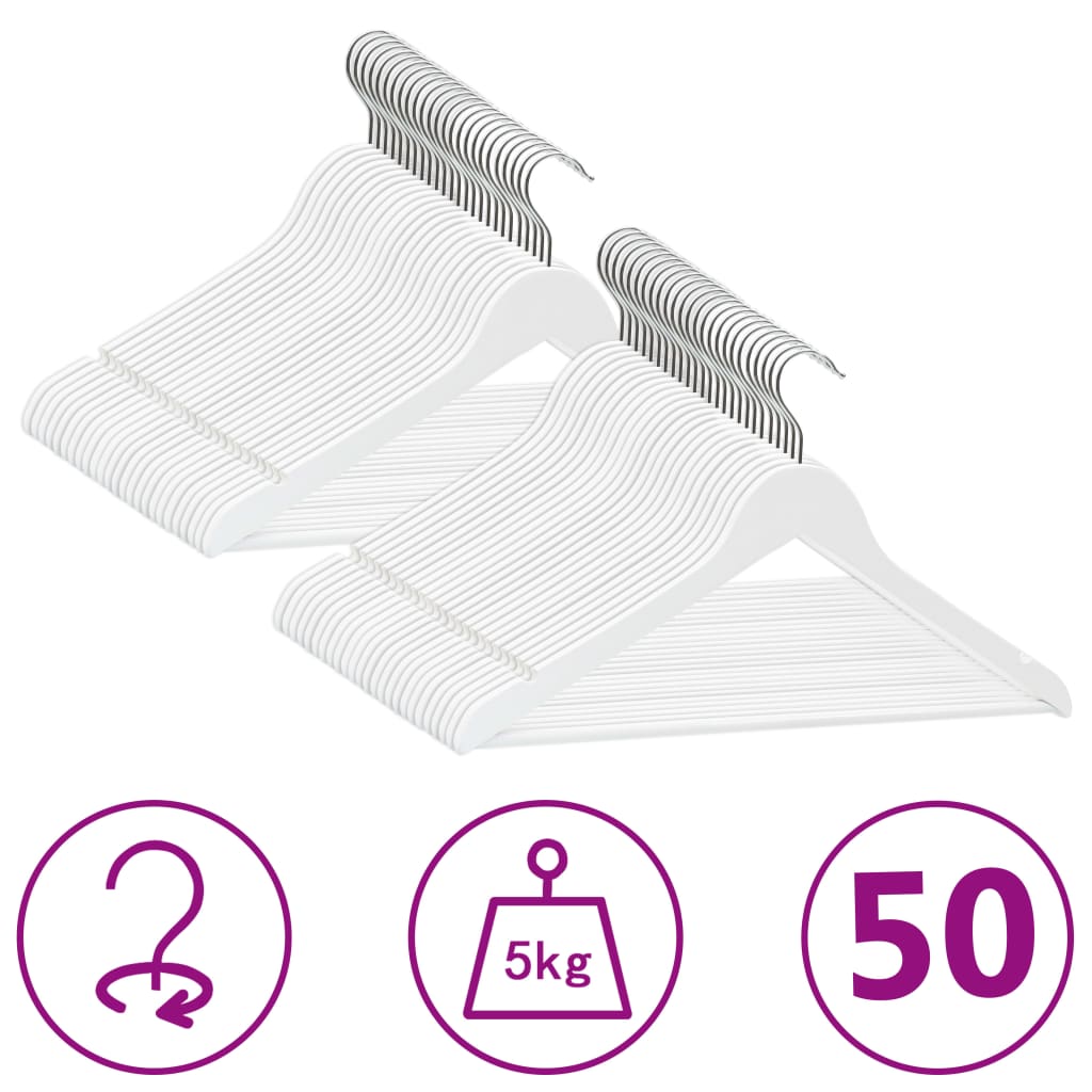 Vidaxl Conjunto de percha de ropa de 50 piezas Anti-Slip Wood White