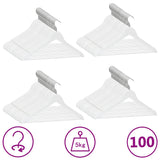 VIDAXL 100-teiliger Kleidungsschalter Set Anti-Slip-Hartholz weiß