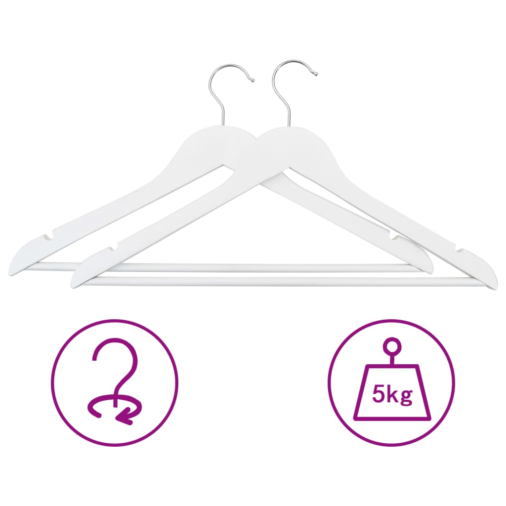 Vidaxl 100-piece clothing hanger set Anti-slip Hardwood White