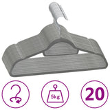 Vidaxl 20-Stéck Kleedung Hanger Set Anti-Rutsch Samt Grey