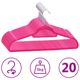 Vidaxl 20-Stéck Kleedung Hanger Set Anti-Rutsch Velvet rosa