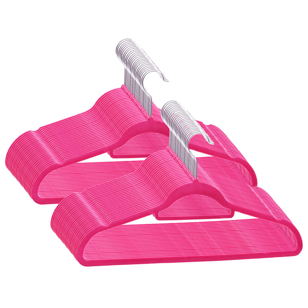 Vidaxl 50-Stéck Kleedung Hanger Set Anti-Rutsch Velvet rosa