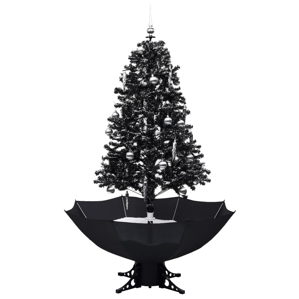 Vidaxl Weihnachtsbaum schneit mit Regenschirme 170 cm PVC Schwarz