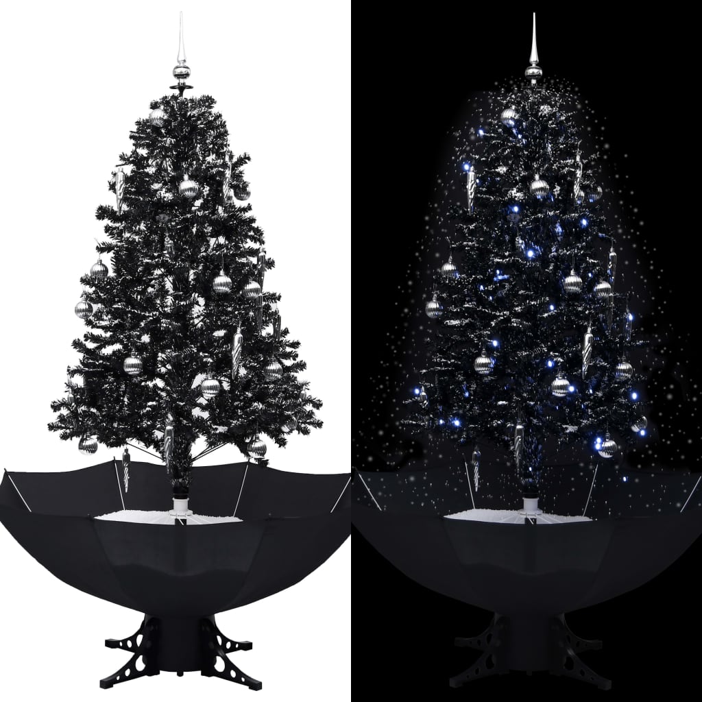 Vidaxl Weihnachtsbaum schneit mit Regenschirme 170 cm PVC Schwarz