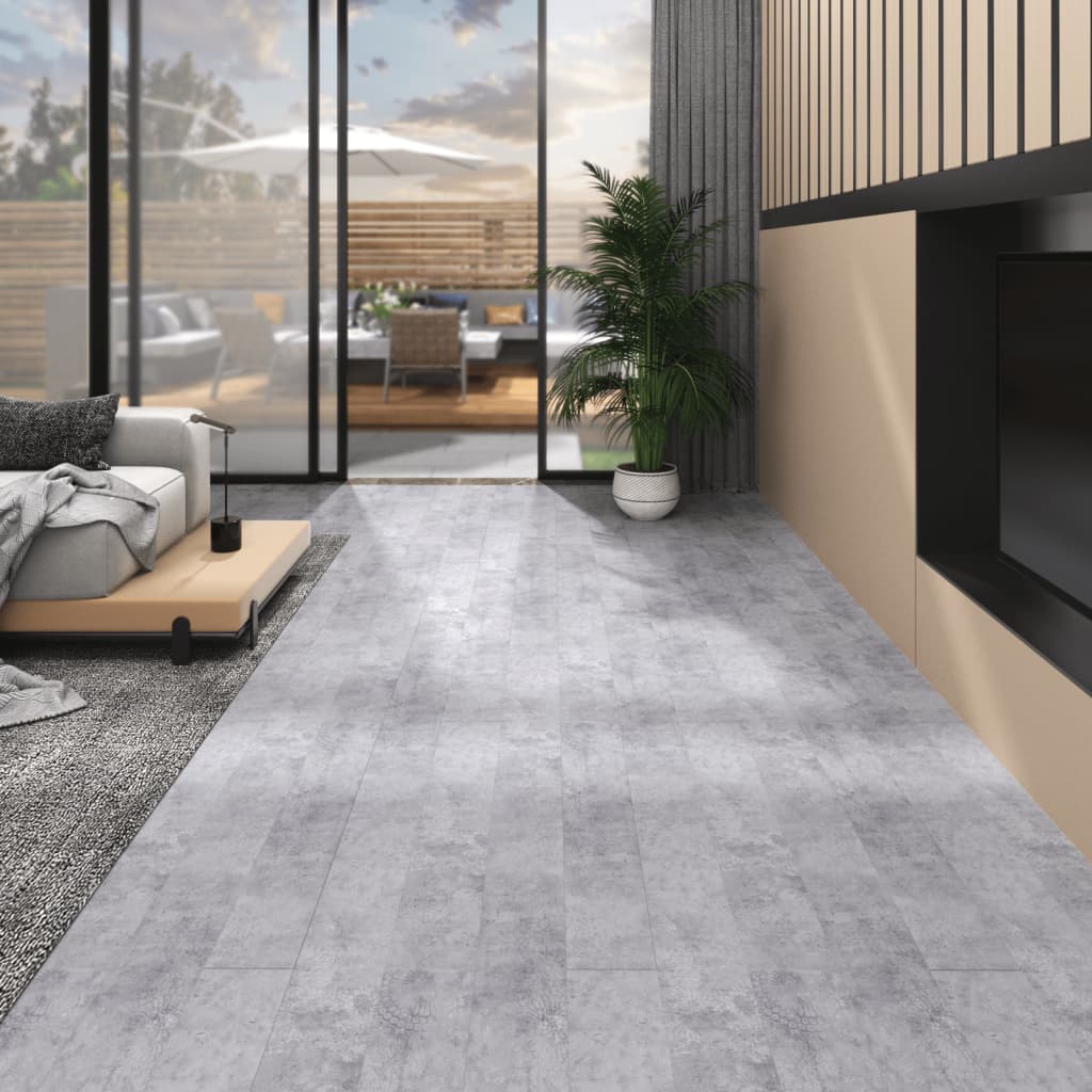 Vidaxl talne plošče samopreživ 5,02 m² 2 mm PVC cement siva