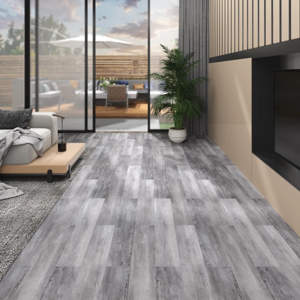 Vidaxl Piso de piso Autoadhesivo 5.02 m² 2 mm PVC Matt Wood Gray