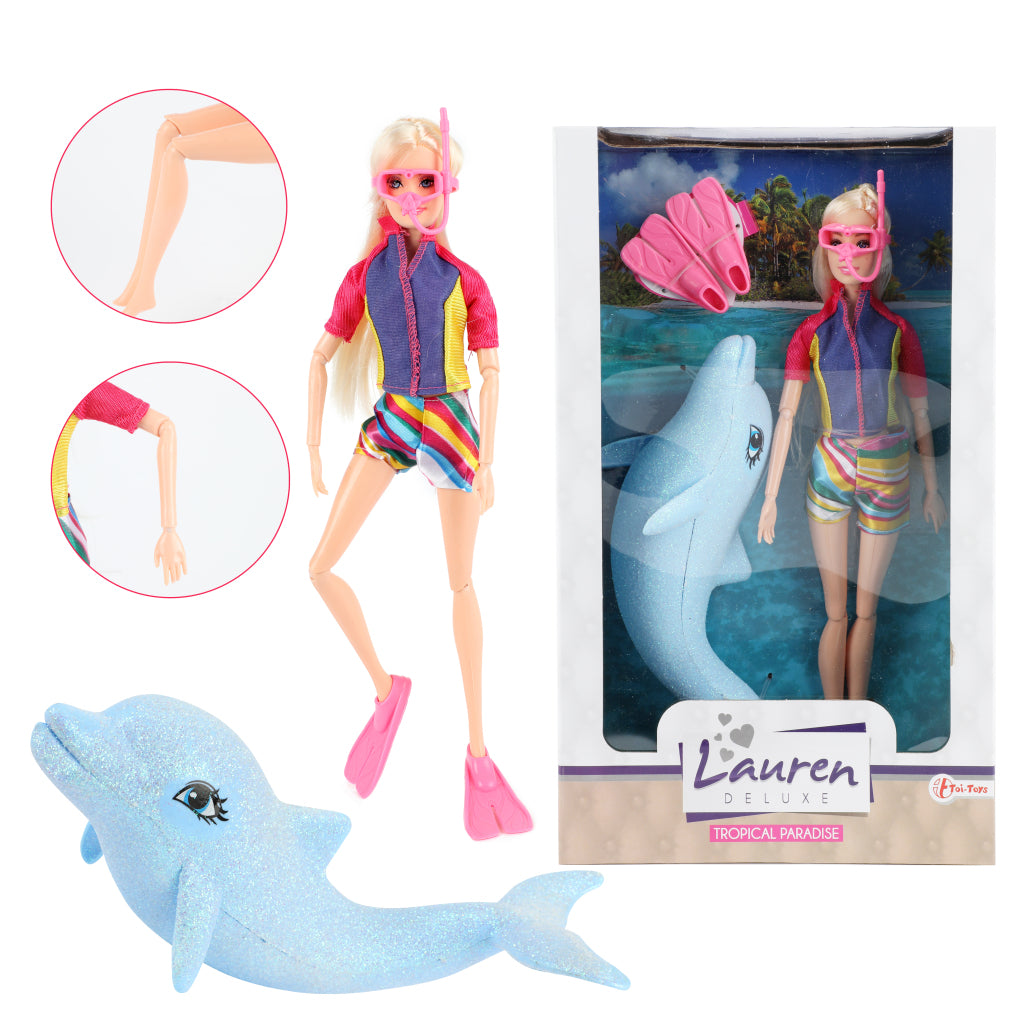 Lauren Teenager -Taucher mit Glitzerdelphin