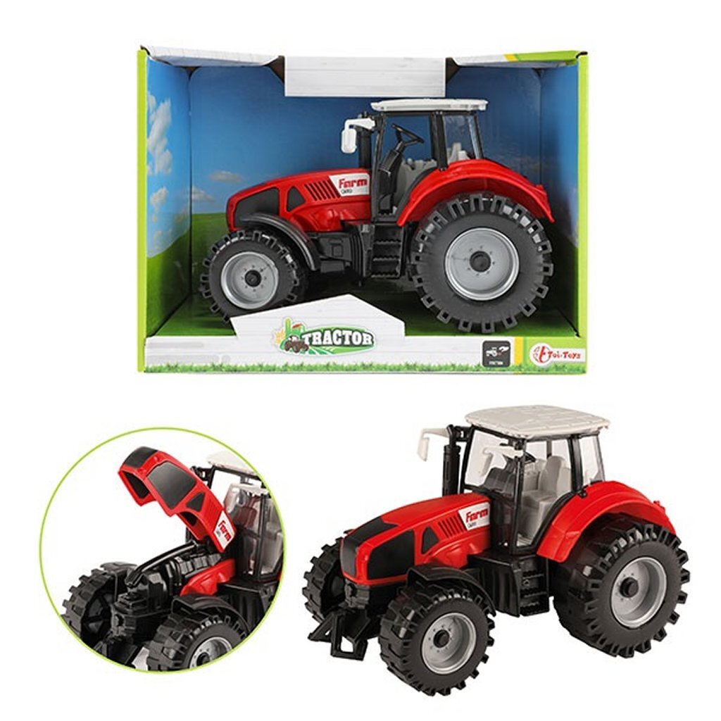 Traktor Toi-Toys s trenjem rdeče, 19cm