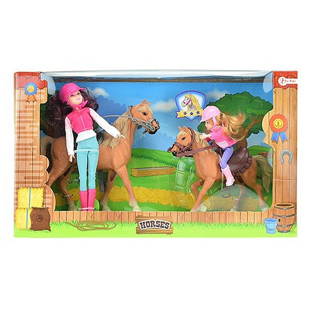 Horses horse riding play set 2 dolls + horses