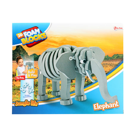 Toi-Toys Toi-toys 3D Puzzel Olifant Junior 31,5 Cm Foam Grijs 75-delig