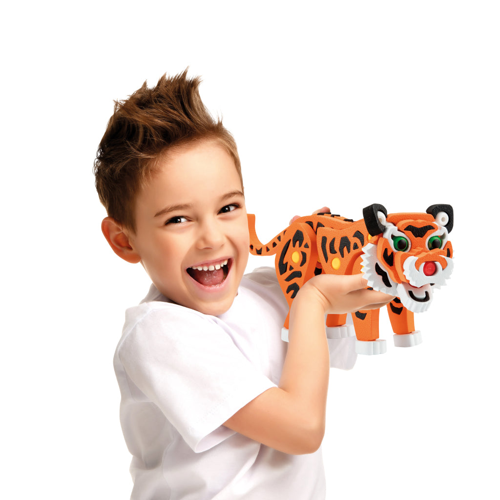 TOI-TOYS 3D Puzzle Tiger Junior 31,5 cm pianka pomarańczowa 121-częściowa