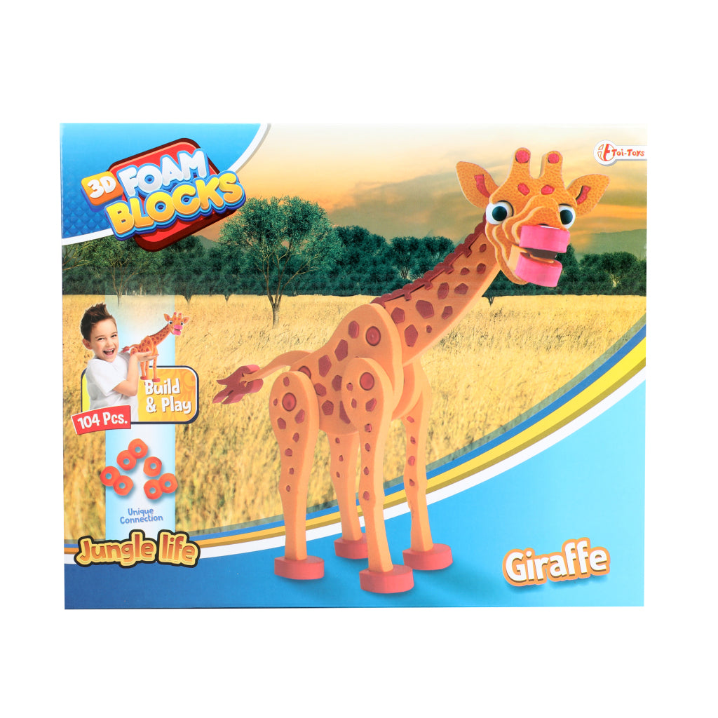 Toi-toys 3d puzzle giraffe junior 31,5 cm in schiuma arancione 104 pezzi