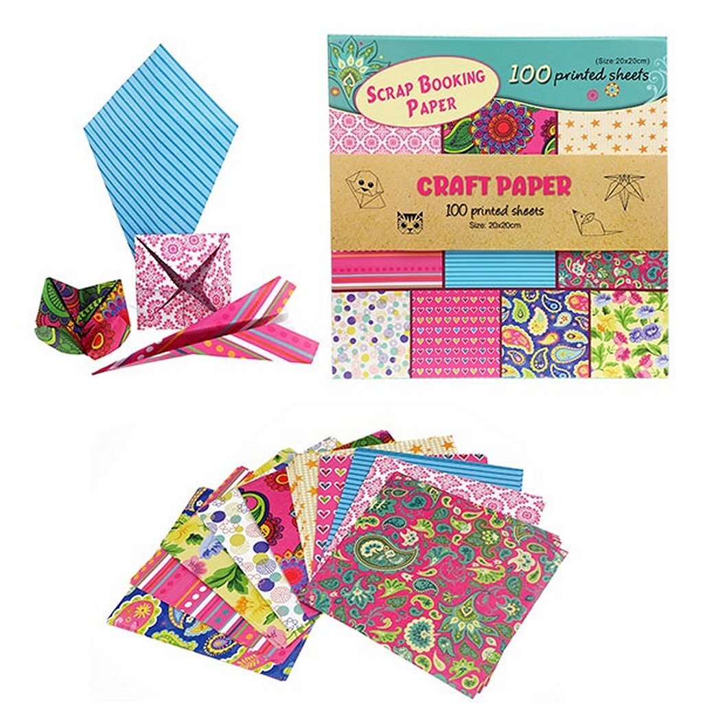 Toi-Toys Craft Papier Set 100 Printed sheets 20x20cm