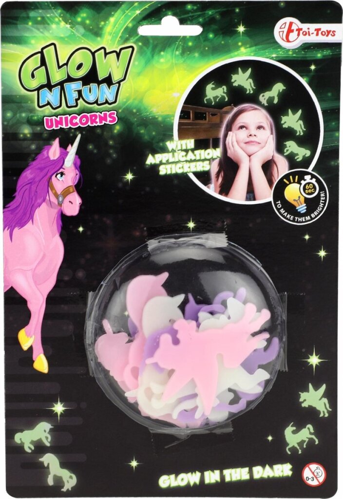 Toi-toys brille dans les autocollants sombres licorne