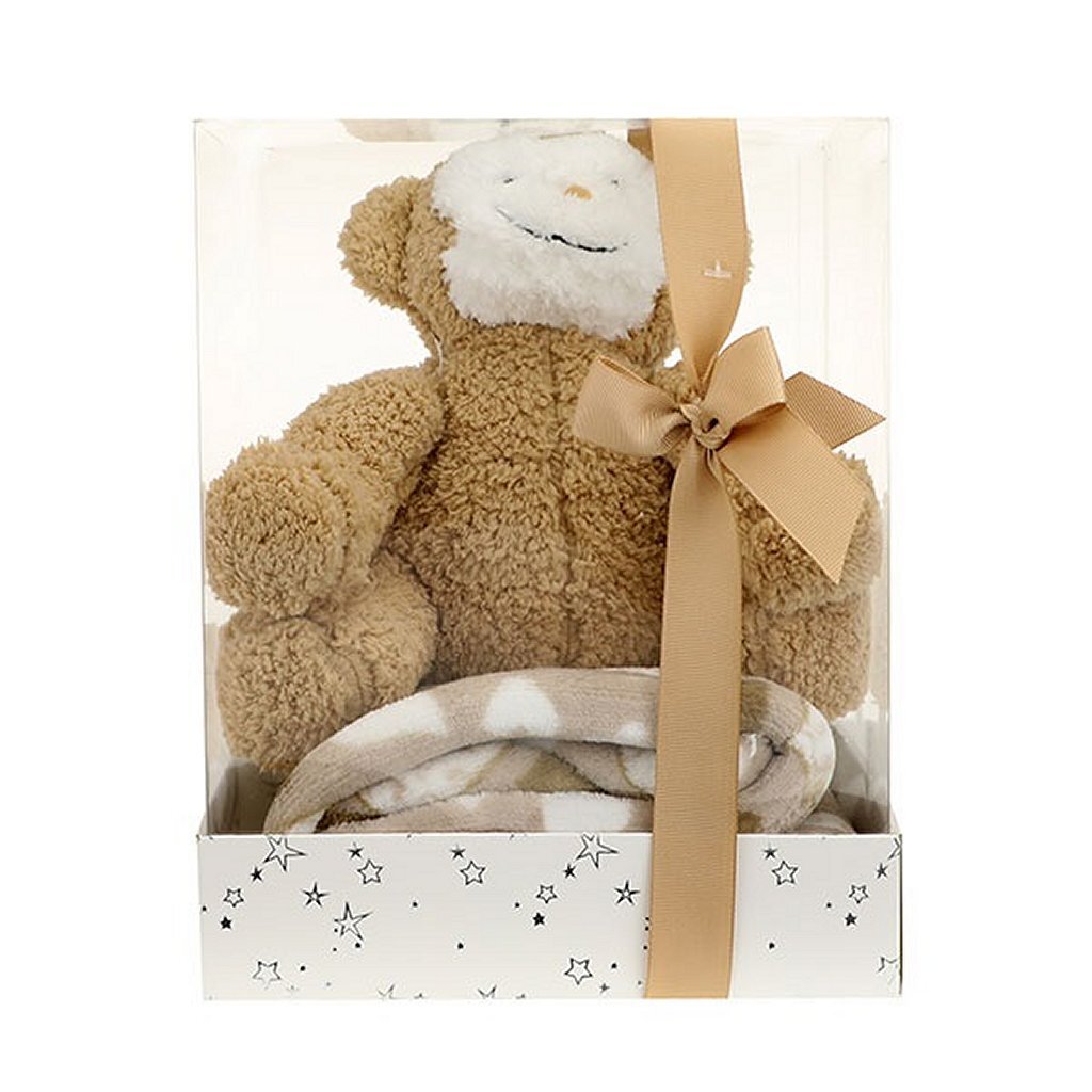 Toi-toys Pluchen Monkey + Cuddle Blanket nella confezione regalo