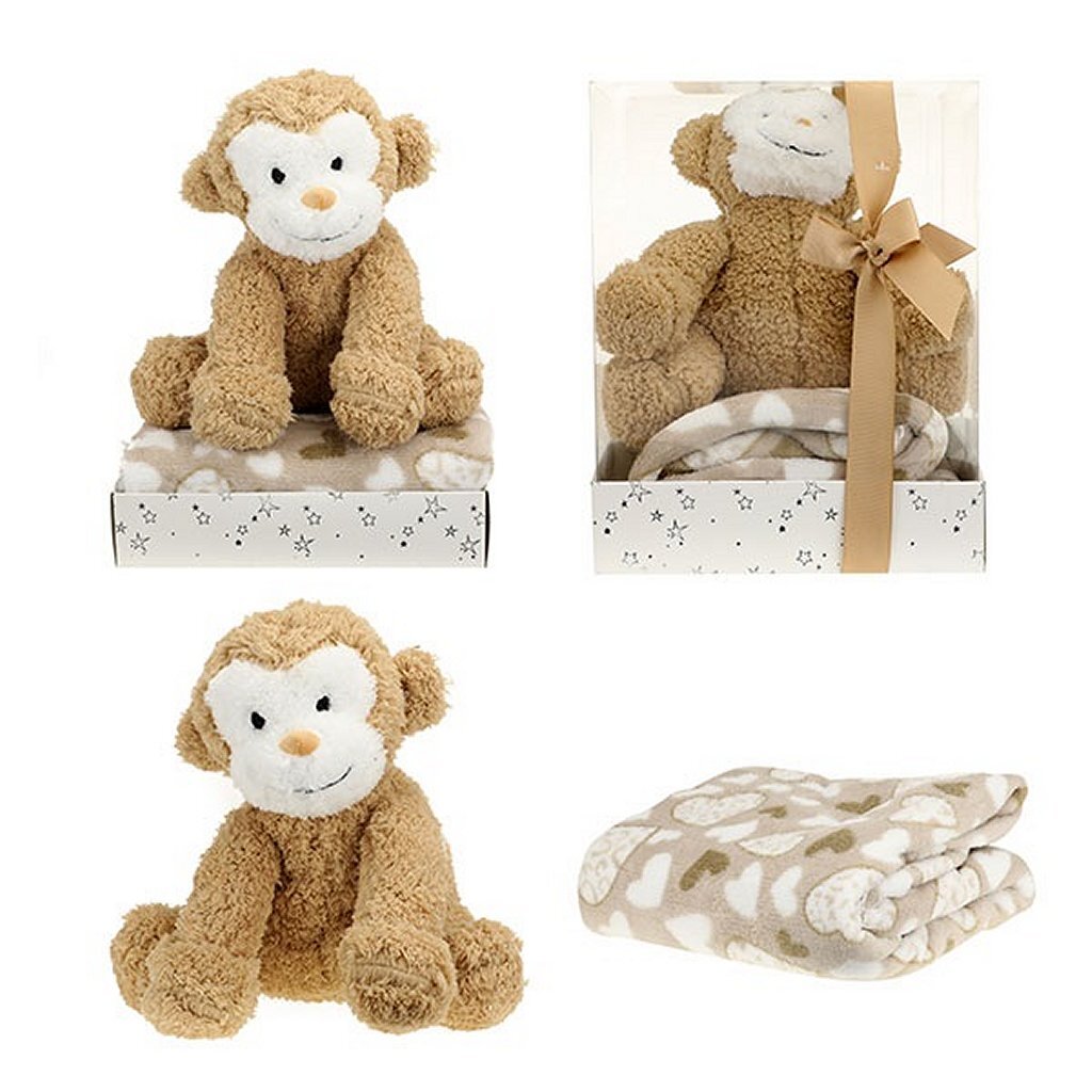 Toi-Toys Pluchen Monkey + Cuddle-tæppe i gaveæske