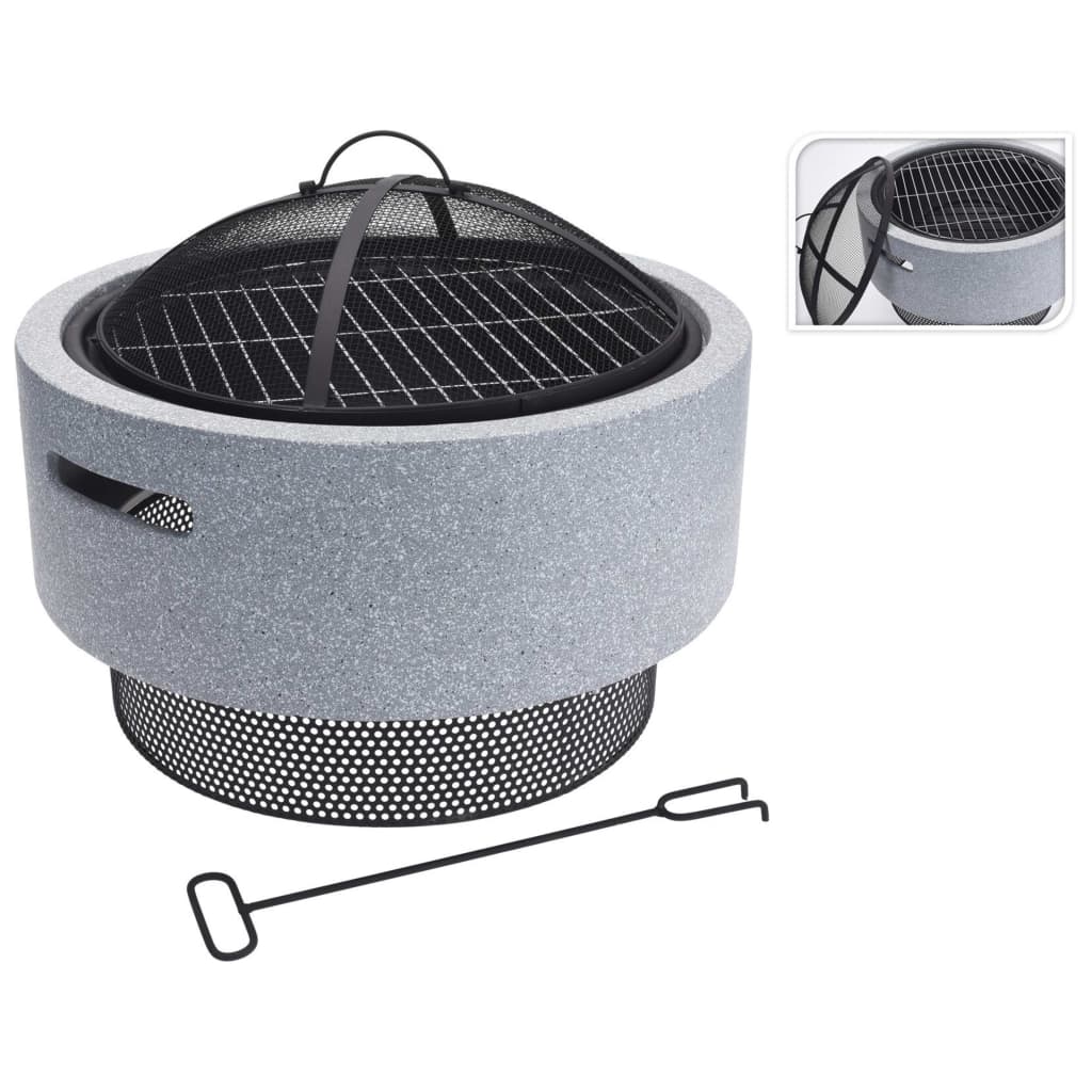 Progarden progarden fire bowl with barbecue grille around 52x18.5 cm light gray