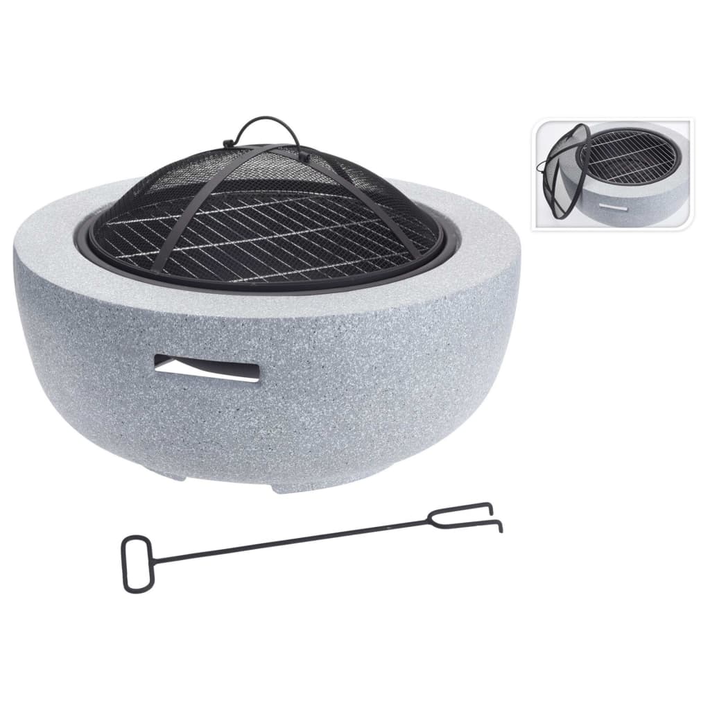 Progarden Progarde Fire Bowl con rejilla de barbacoa alrededor de 60x25 cm de gris claro