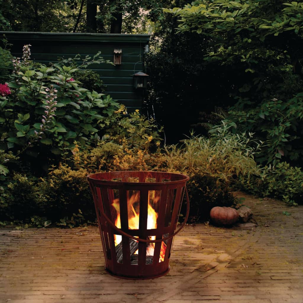 Prograrden Progarden Fire Pit mit einem Griff aus Metallrost -gelenkt