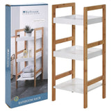 Soluciones de baño Soluciones de baño Rack de almacenamiento con 3 estantes MDF y bambú