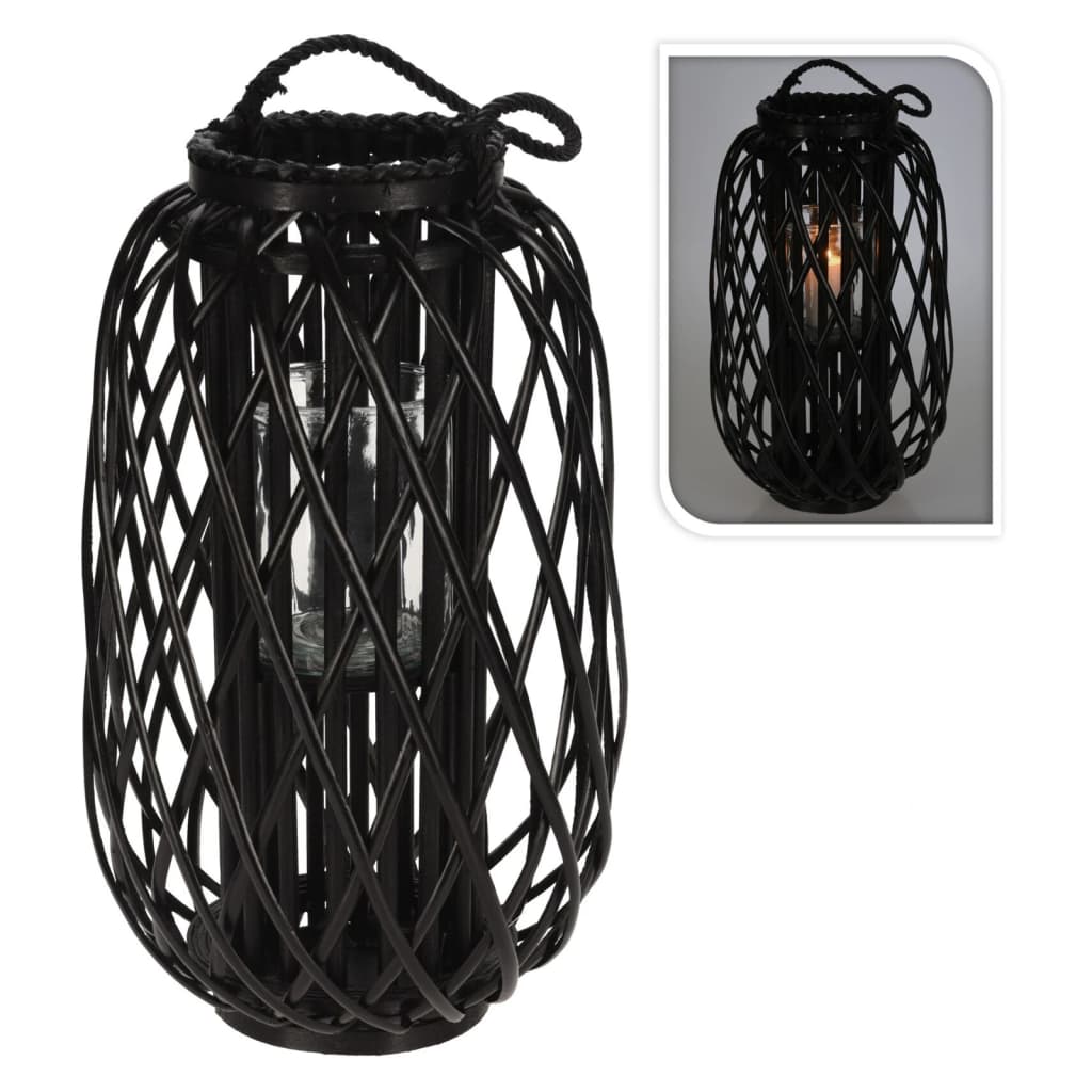 H S Collection H S Collection Lantern 50x28 cm Riet Black